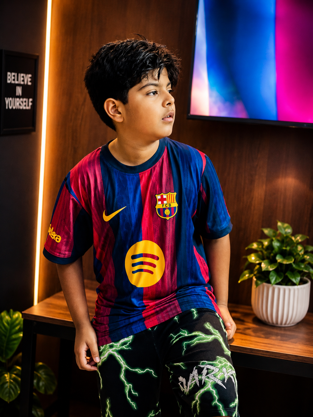 Barca Club Jersey For Kids | Nylon Febric - Image 3
